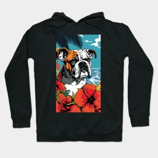 Bulldog Vibrant Tropical Flower Tall Retro Vintage Digital Pop Art Portrait 4 Hoodie